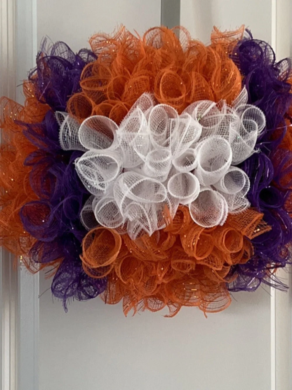 Clemson Tigers Colors Football Shaped Sports Wreath Door Dorm Decor
